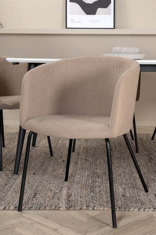 Venture Home Jimmy Matbord - Svart / Vit HPL+Berit Stol - Svart / Beige Tyg (polyesterlinne )_6