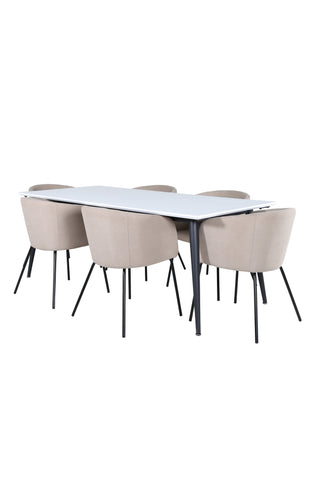 Venture Home Jimmy Matbord - Svart / Vit HPL+Berit Stol - Svart / Beige Tyg (polyesterlinne )_6