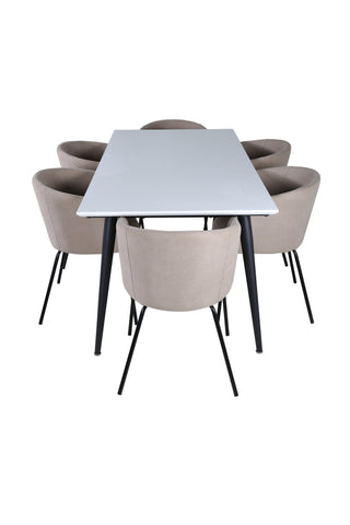 Venture Home Jimmy Matbord - Svart / Vit HPL+Berit Stol - Svart / Beige Tyg (polyesterlinne )_6