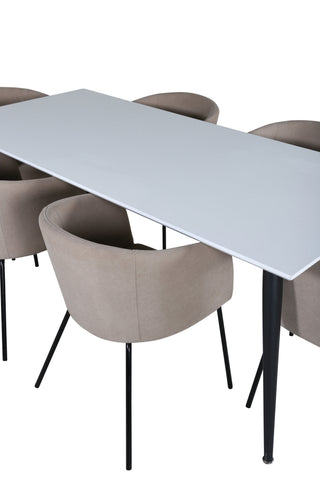 Venture Home Jimmy Matbord - Svart / Vit HPL+Berit Stol - Svart / Beige Tyg (polyesterlinne )_6