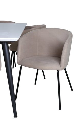 Venture Home Jimmy Matbord - Svart / Vit HPL+Berit Stol - Svart / Beige Tyg (polyesterlinne )_6