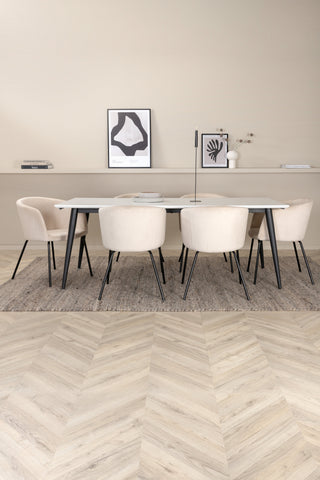 Venture Home Jimmy Matbord - Svart / Vit HPL+Berit Stol - Svart / Beige Sammet_6