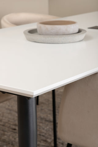 Venture Home Jimmy Matbord - Svart / Vit HPL+Berit Stol - Svart / Beige Sammet_6