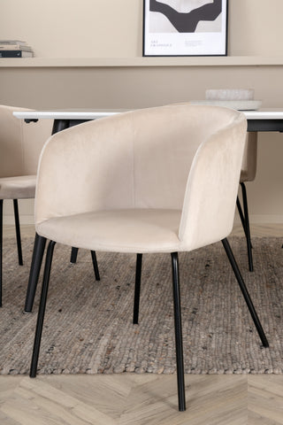 Venture Home Jimmy Matbord - Svart / Vit HPL+Berit Stol - Svart / Beige Sammet_6