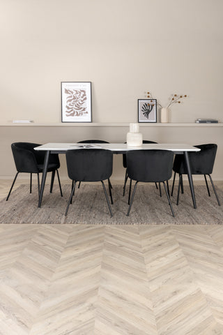 Venture Home Jimmy Matbord - Svart / Vit HPL+Berit Stol - Svart / Svart Sammet_6