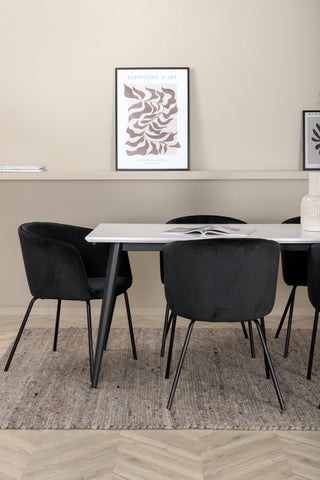 Venture Home Jimmy Matbord - Svart / Vit HPL+Berit Stol - Svart / Svart Sammet_6