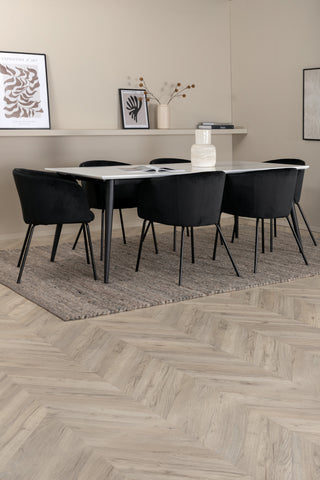 Venture Home Jimmy Matbord - Svart / Vit HPL+Berit Stol - Svart / Svart Sammet_6