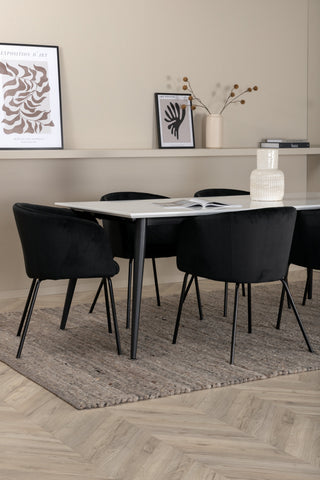 Venture Home Jimmy Matbord - Svart / Vit HPL+Berit Stol - Svart / Svart Sammet_6