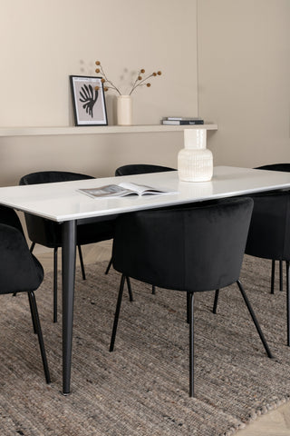 Venture Home Jimmy Matbord - Svart / Vit HPL+Berit Stol - Svart / Svart Sammet_6