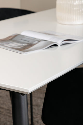 Venture Home Jimmy Matbord - Svart / Vit HPL+Berit Stol - Svart / Svart Sammet_6