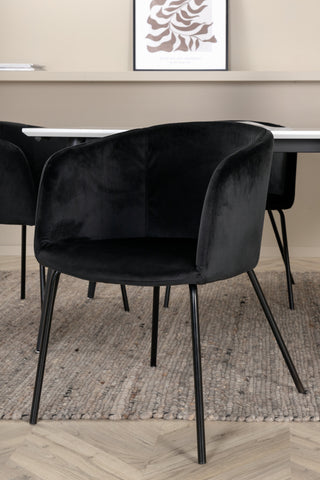 Venture Home Jimmy Matbord - Svart / Vit HPL+Berit Stol - Svart / Svart Sammet_6