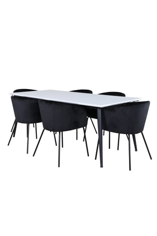 Venture Home Jimmy Matbord - Svart / Vit HPL+Berit Stol - Svart / Svart Sammet_6