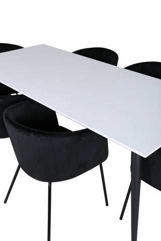Venture Home Jimmy Matbord - Svart / Vit HPL+Berit Stol - Svart / Svart Sammet_6