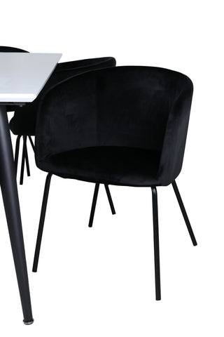 Venture Home Jimmy Matbord - Svart / Vit HPL+Berit Stol - Svart / Svart Sammet_6