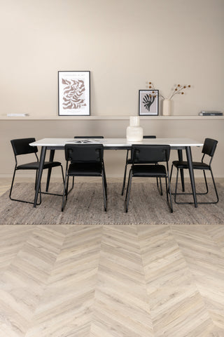Venture Home Jimmy Matbord - Svart / Vit HPL+Kenth Stol - Svart / Svart PU_6