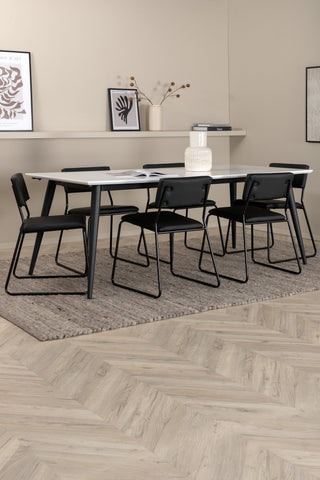 Venture Home Jimmy Matbord - Svart / Vit HPL+Kenth Stol - Svart / Svart PU_6