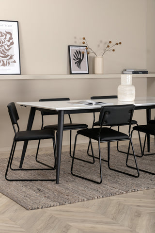 Venture Home Jimmy Matbord - Svart / Vit HPL+Kenth Stol - Svart / Svart PU_6