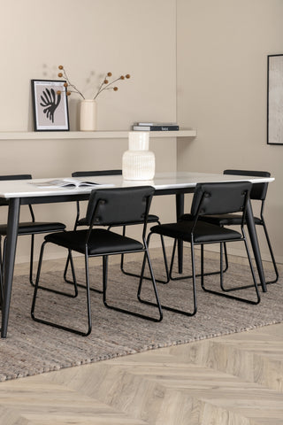 Venture Home Jimmy Matbord - Svart / Vit HPL+Kenth Stol - Svart / Svart PU_6