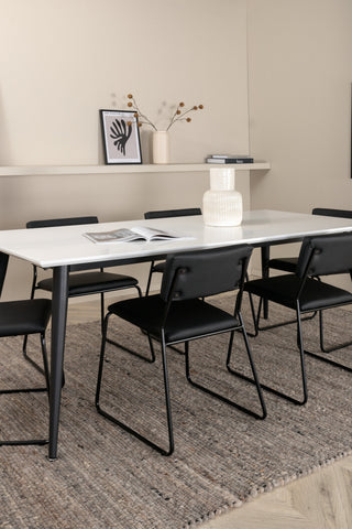 Venture Home Jimmy Matbord - Svart / Vit HPL+Kenth Stol - Svart / Svart PU_6