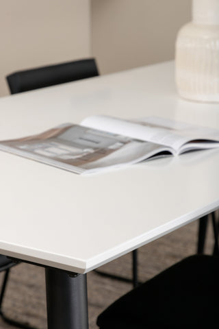 Venture Home Jimmy Matbord - Svart / Vit HPL+Kenth Stol - Svart / Svart PU_6