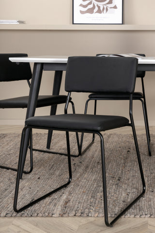 Venture Home Jimmy Matbord - Svart / Vit HPL+Kenth Stol - Svart / Svart PU_6
