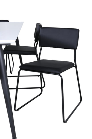 Venture Home Jimmy Matbord - Svart / Vit HPL+Kenth Stol - Svart / Svart PU_6