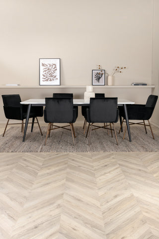Venture Home Jimmy Matbord - Svart / Vit HPL+Petra Stol - Distressed Copper / Black Velvet_6