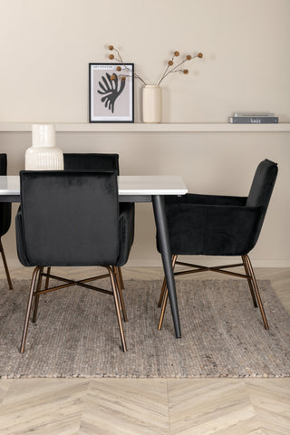 Venture Home Jimmy Matbord - Svart / Vit HPL+Petra Stol - Distressed Copper / Black Velvet_6