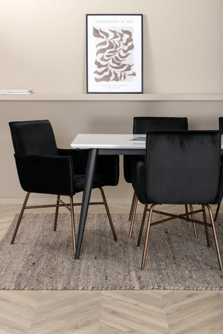 Venture Home Jimmy Matbord - Svart / Vit HPL+Petra Stol - Distressed Copper / Black Velvet_6