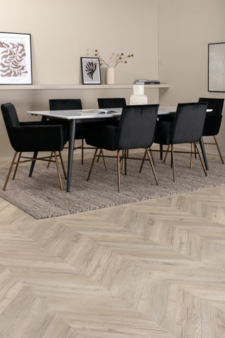 Venture Home Jimmy Matbord - Svart / Vit HPL+Petra Stol - Distressed Copper / Black Velvet_6