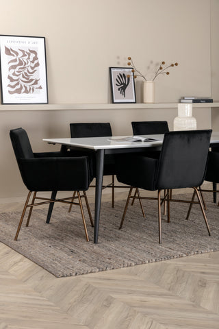 Venture Home Jimmy Matbord - Svart / Vit HPL+Petra Stol - Distressed Copper / Black Velvet_6