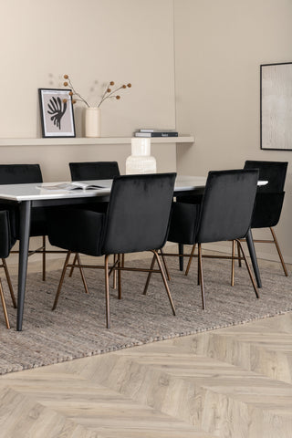Venture Home Jimmy Matbord - Svart / Vit HPL+Petra Stol - Distressed Copper / Black Velvet_6