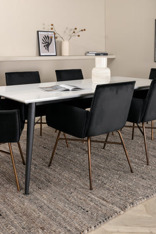 Venture Home Jimmy Matbord - Svart / Vit HPL+Petra Stol - Distressed Copper / Black Velvet_6