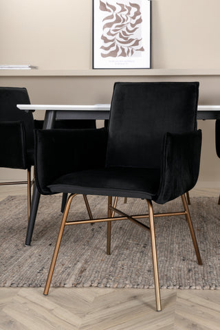 Venture Home Jimmy Matbord - Svart / Vit HPL+Petra Stol - Distressed Copper / Black Velvet_6