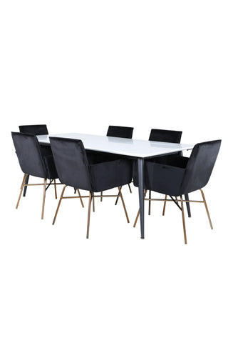 Venture Home Jimmy Matbord - Svart / Vit HPL+Petra Stol - Distressed Copper / Black Velvet_6