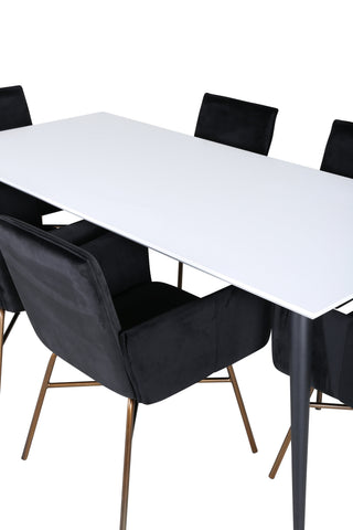 Venture Home Jimmy Matbord - Svart / Vit HPL+Petra Stol - Distressed Copper / Black Velvet_6
