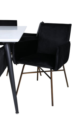 Venture Home Jimmy Matbord - Svart / Vit HPL+Petra Stol - Distressed Copper / Black Velvet_6