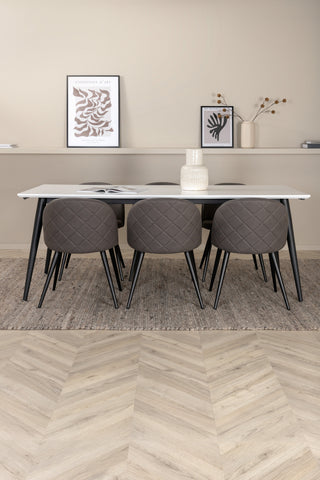 Venture Home Jimmy Matbord - Svart / Vit HPL+Velvet Stitches Stol - Svart / Grå Micro Fibre_6
