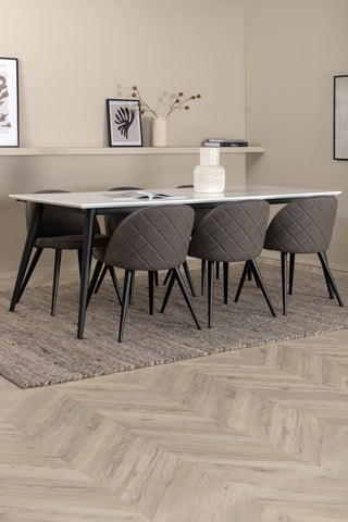 Venture Home Jimmy Matbord - Svart / Vit HPL+Velvet Stitches Stol - Svart / Grå Micro Fibre_6