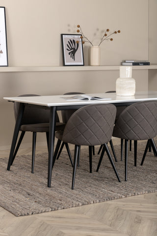 Venture Home Jimmy Matbord - Svart / Vit HPL+Velvet Stitches Stol - Svart / Grå Micro Fibre_6