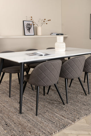 Venture Home Jimmy Matbord - Svart / Vit HPL+Velvet Stitches Stol - Svart / Grå Micro Fibre_6