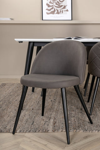 Venture Home Jimmy Matbord - Svart / Vit HPL+Velvet Stitches Stol - Svart / Grå Micro Fibre_6
