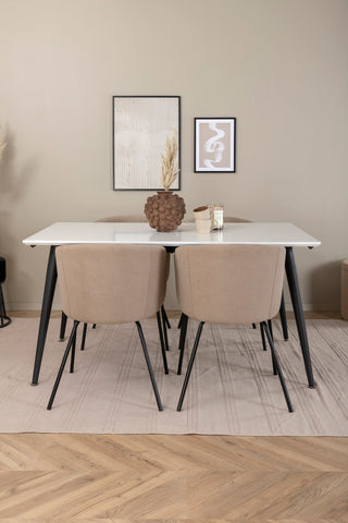 Venture Home Jimmy Matbord - Svart / Vit HPL+Berit Stol - Svart / Beige Tyg (Polyesterlinne )_4