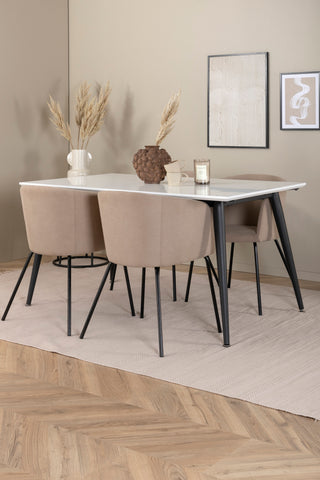 Venture Home Jimmy Matbord - Svart / Vit HPL+Berit Stol - Svart / Beige Tyg (Polyesterlinne )_4