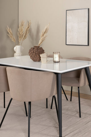 Venture Home Jimmy Matbord - Svart / Vit HPL+Berit Stol - Svart / Beige Tyg (Polyesterlinne )_4