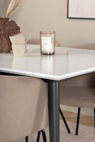 Venture Home Jimmy Matbord - Svart / Vit HPL+Berit Stol - Svart / Beige Tyg (Polyesterlinne )_4