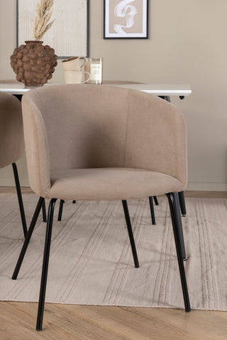 Venture Home Jimmy Matbord - Svart / Vit HPL+Berit Stol - Svart / Beige Tyg (Polyesterlinne )_4