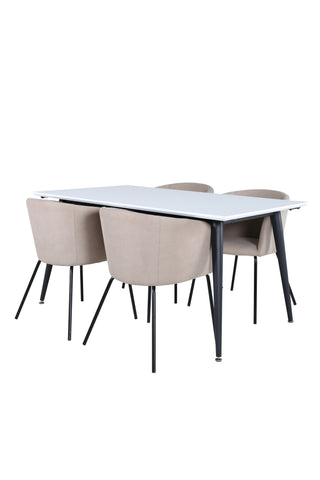 Venture Home Jimmy Matbord - Svart / Vit HPL+Berit Stol - Svart / Beige Tyg (Polyesterlinne )_4