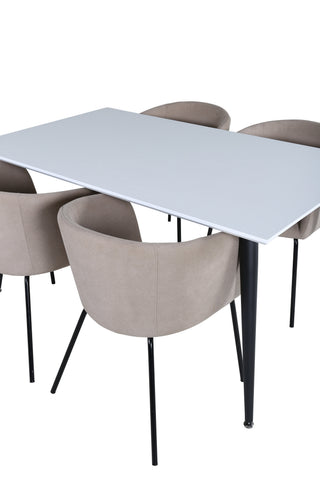 Venture Home Jimmy Matbord - Svart / Vit HPL+Berit Stol - Svart / Beige Tyg (Polyesterlinne )_4