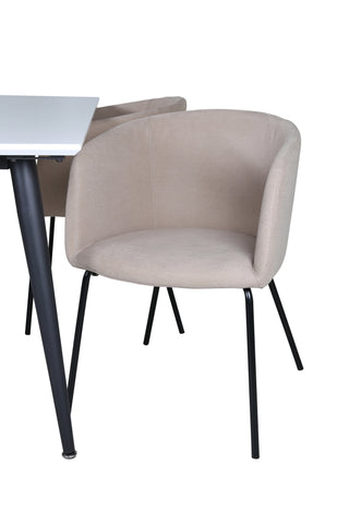 Venture Home Jimmy Matbord - Svart / Vit HPL+Berit Stol - Svart / Beige Tyg (Polyesterlinne )_4